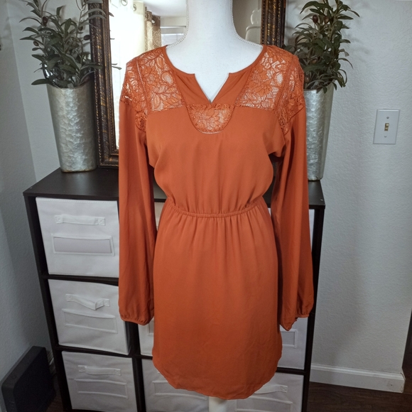 Forever 21 Dresses & Skirts - FOREVER 21 BURNT ORANGE DRESS SZ.L EUC